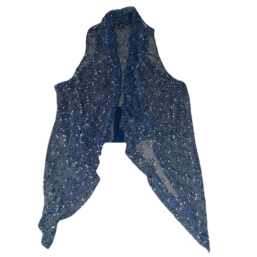 Kaktus Crochet Vest Women's S Blue‎ Speckled Forest Fairy Lagenlook Artsy Boho